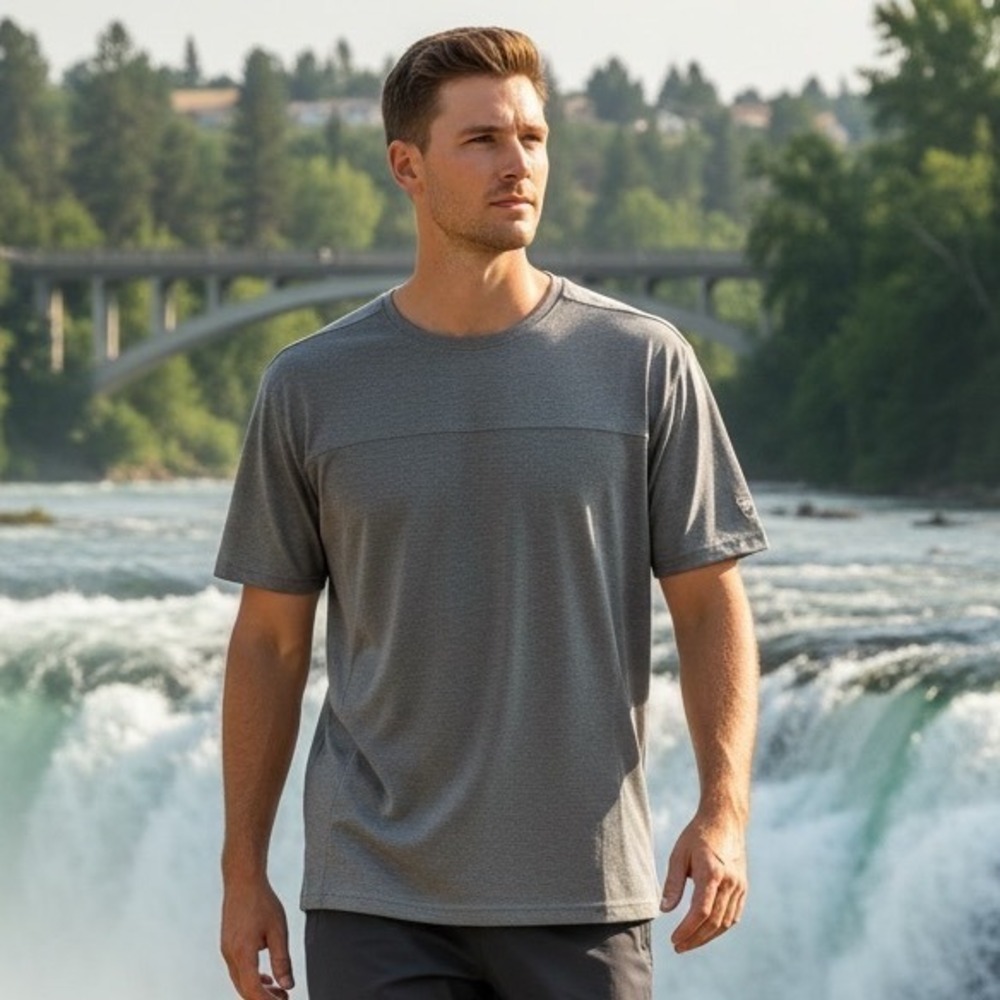 Kuhl Mens Gray Performance Mesh Short Sleeve Hiking T-Shirt Small Heathered S